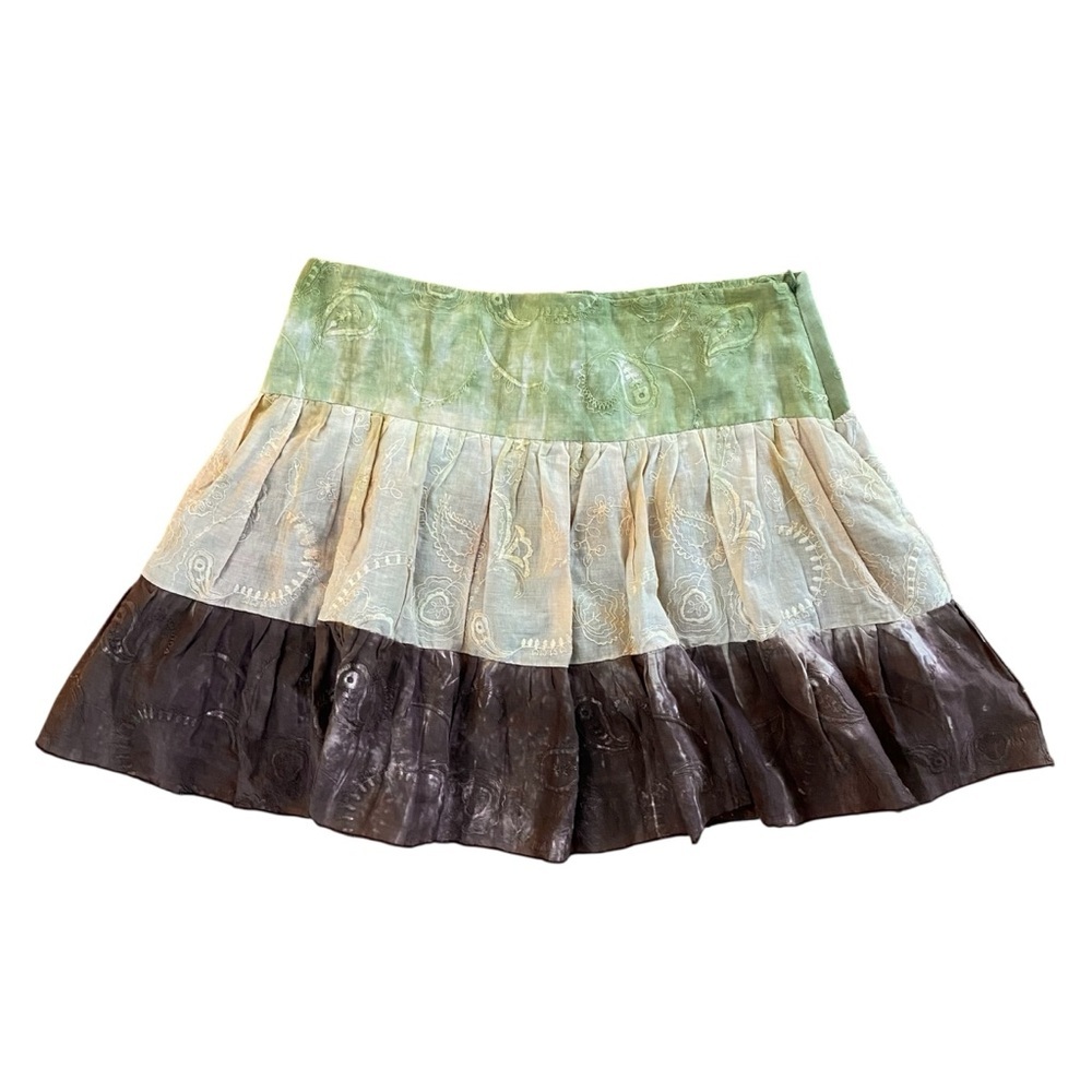 Mocca Y2K 100% Cotton Tiered Embroidered Boho Skirt Women’s Size 8